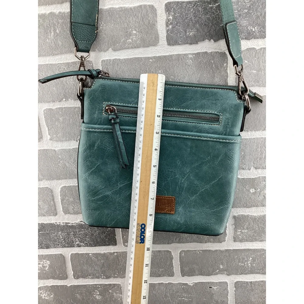 Montana West Select Teal Crossbody Bag Faux Leather Adjustable Strap Pocket
